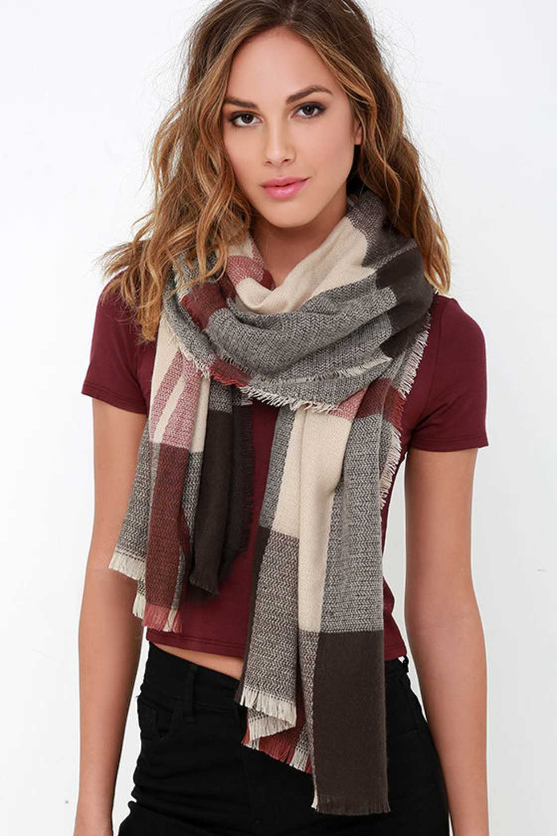 Vanilla Bean Plaid Scarf, Beige
