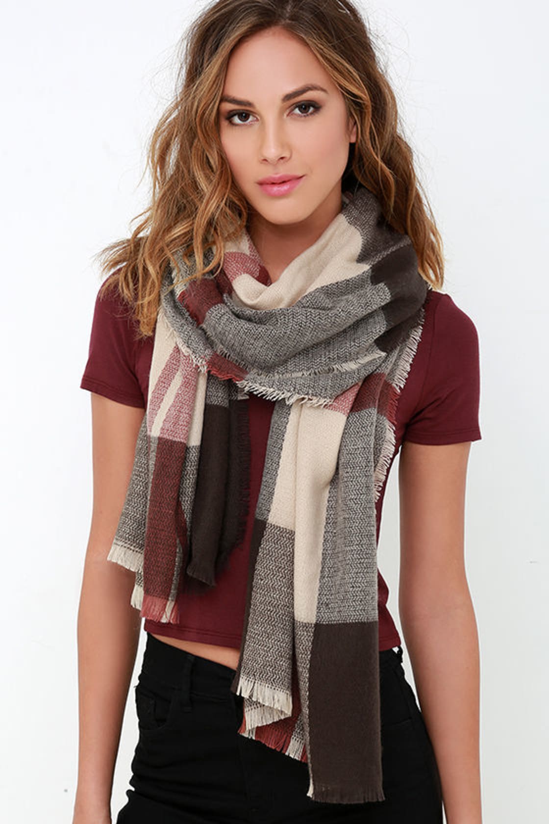 Cute Beige and Brown Scarf - Plaid Scarf - Woven Scarf - $16.00 - Lulus