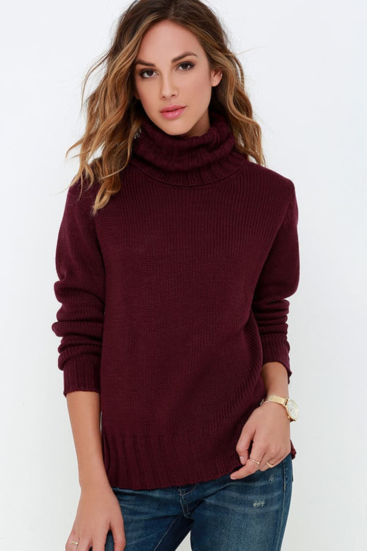 burgundy ribbed turtleneck