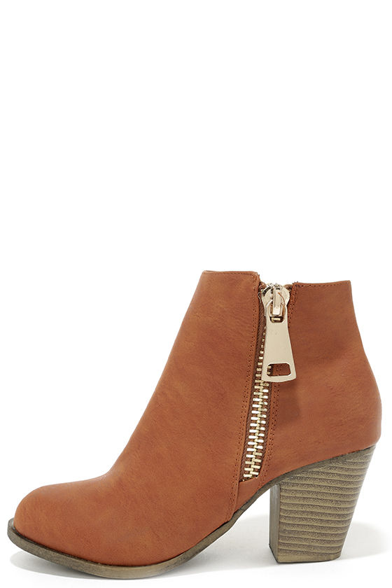 cognac ankle boots