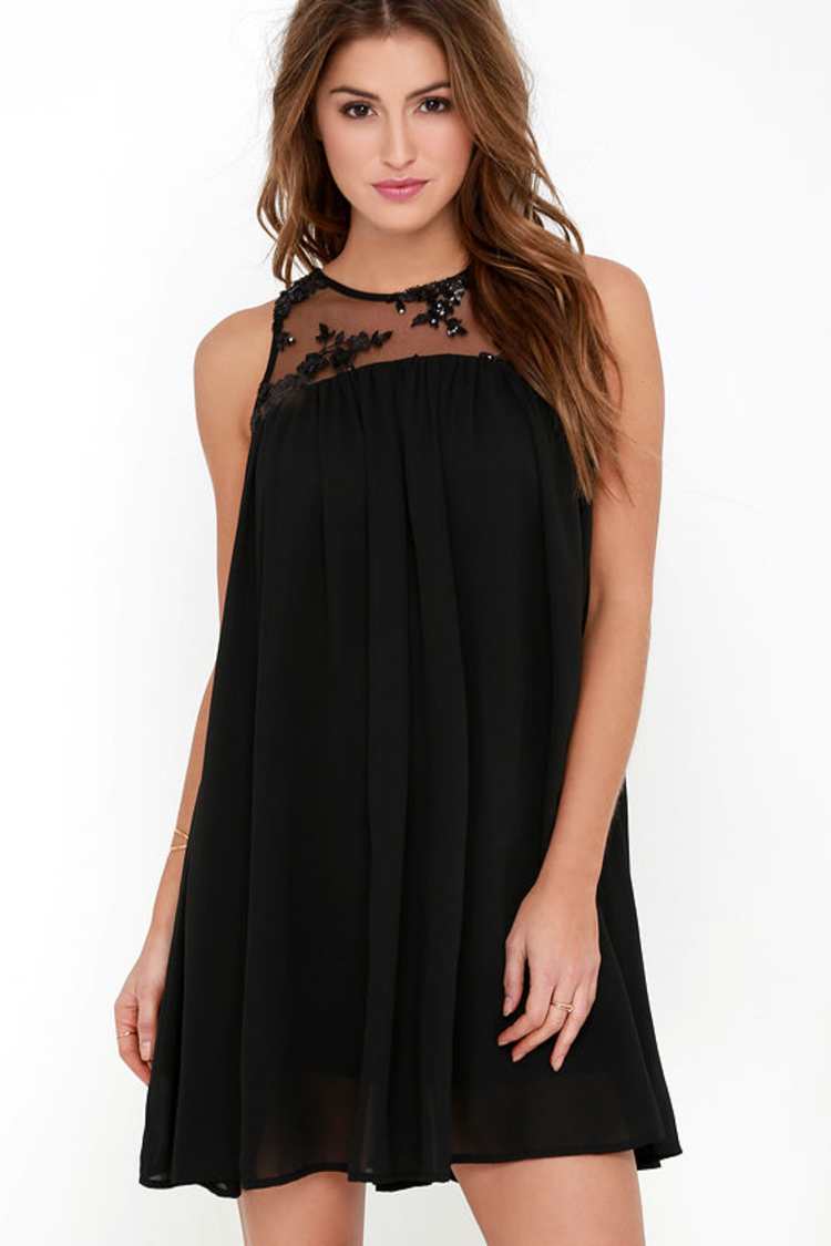 strapless open back dress Jovie Sequin Glitter Sheer Mesh Mini Dress main image 0