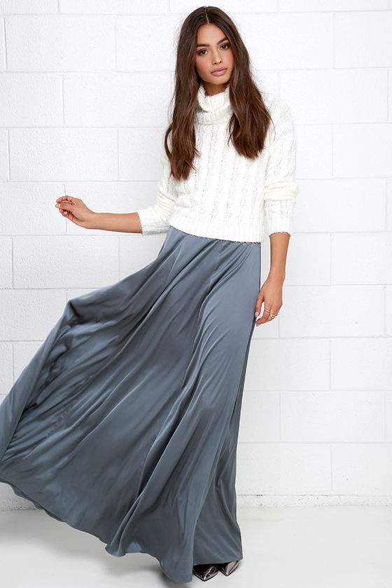 grey maxi skirt