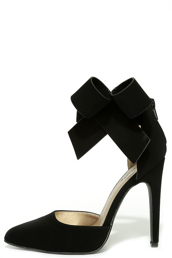 Forsendelse Fremtrædende Messing Bow Heels - Black Heels - Black Pumps - Ankle Strap Heels - $38.00 - Lulus