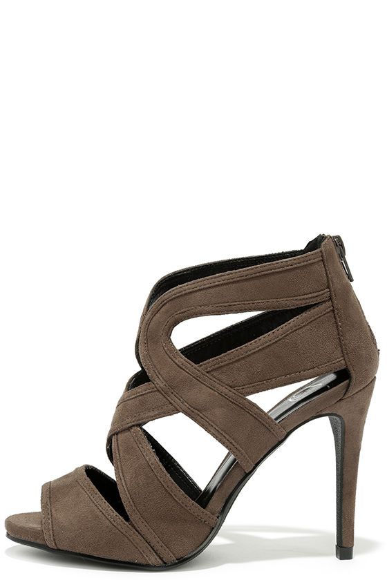 Caged Heels - Peep Toe Heels - Dark Taupe Heels - Brown Heels - $34.00 ...