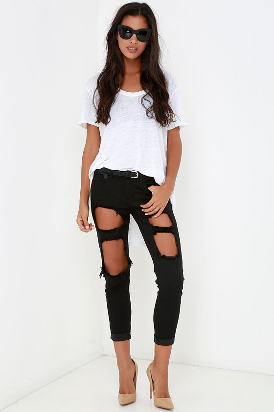 jeans black destroyed