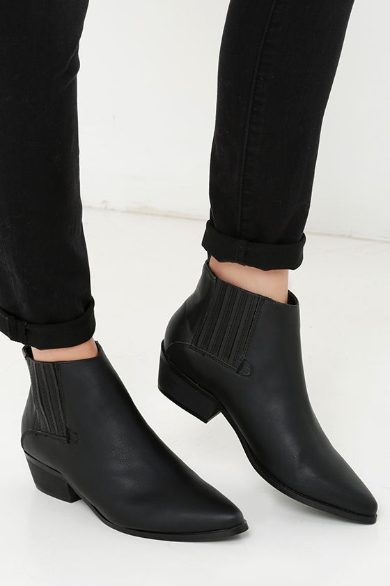 Black Booties - Pointed Toe Boots - Ankle Boots - $49.00