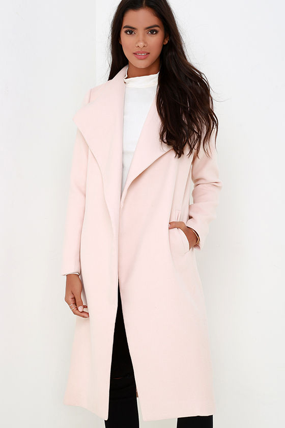 Chic Blush Coat Felted Coat Long Jacket 89.00 Lulus
