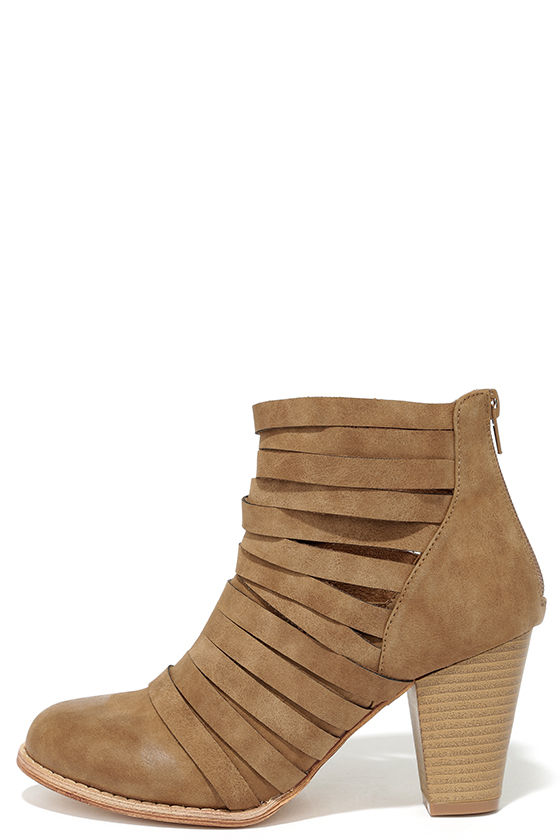 short beige ankle boots