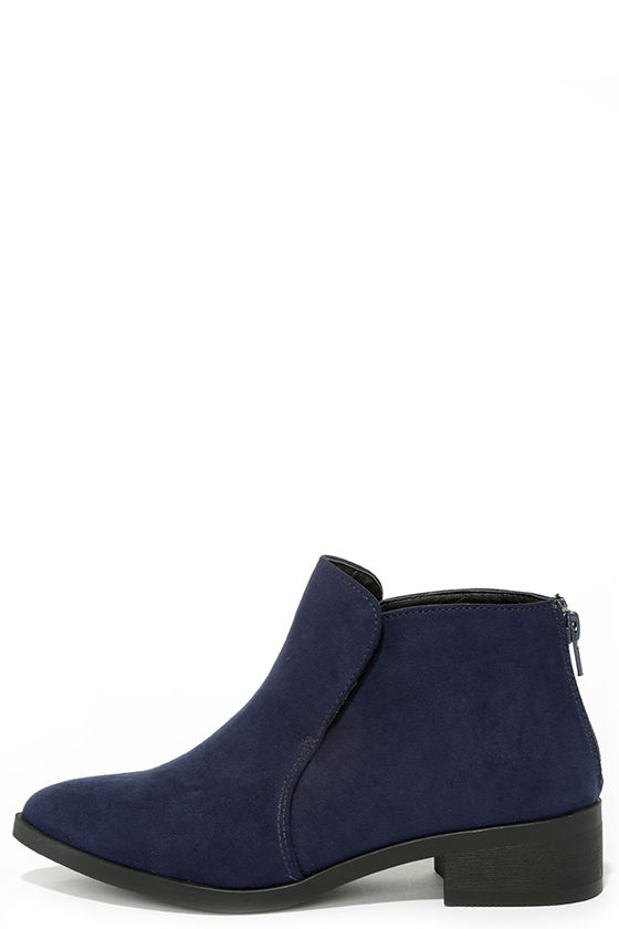 navy blue suede bootie
