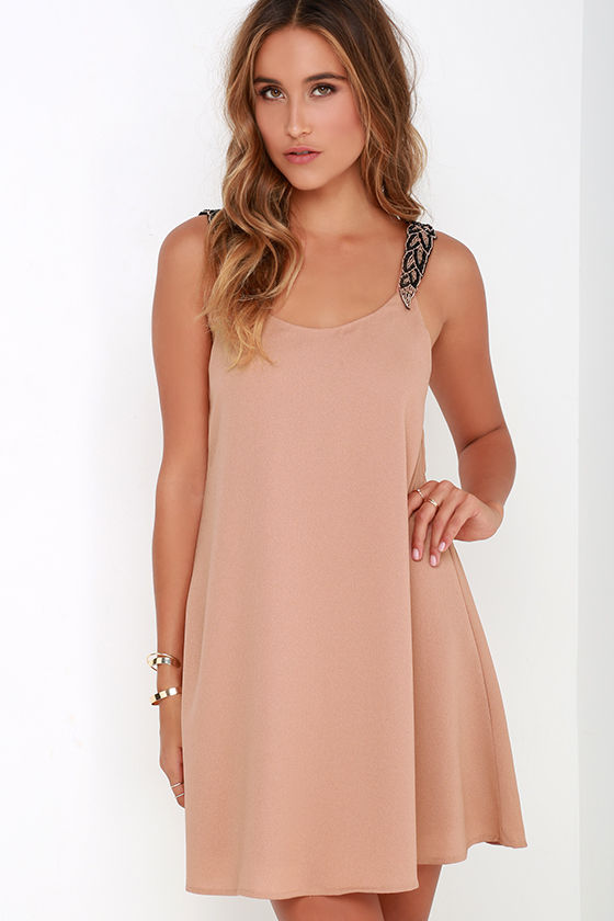 Pretty Blush Dress - Shift Dress - Beaded Dress - $54.00 - Lulus