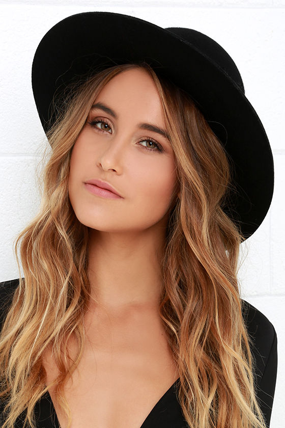 Cool Black Hat Wide Brim Hat Wool Hat 80.00 Lulus