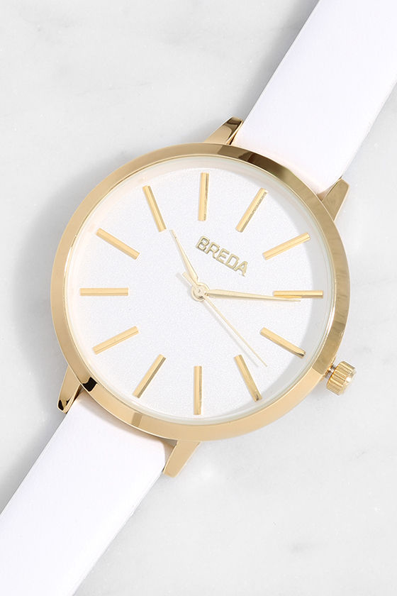 Breda Joule White Leather Watch 1