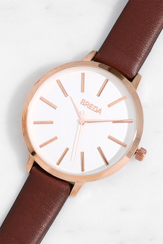 Breda Joule Maroon Leather Watch 1