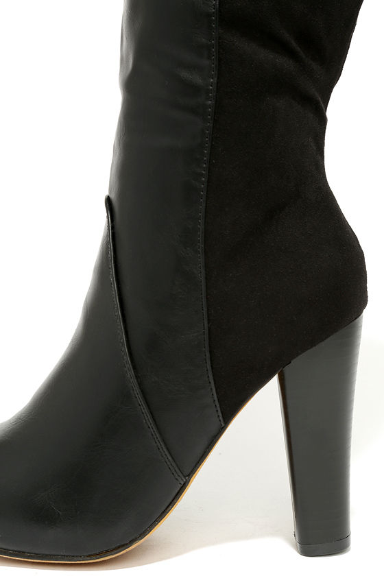 Sexy Black Boots - High Heel Boots - Half and Half Boots - $48.00