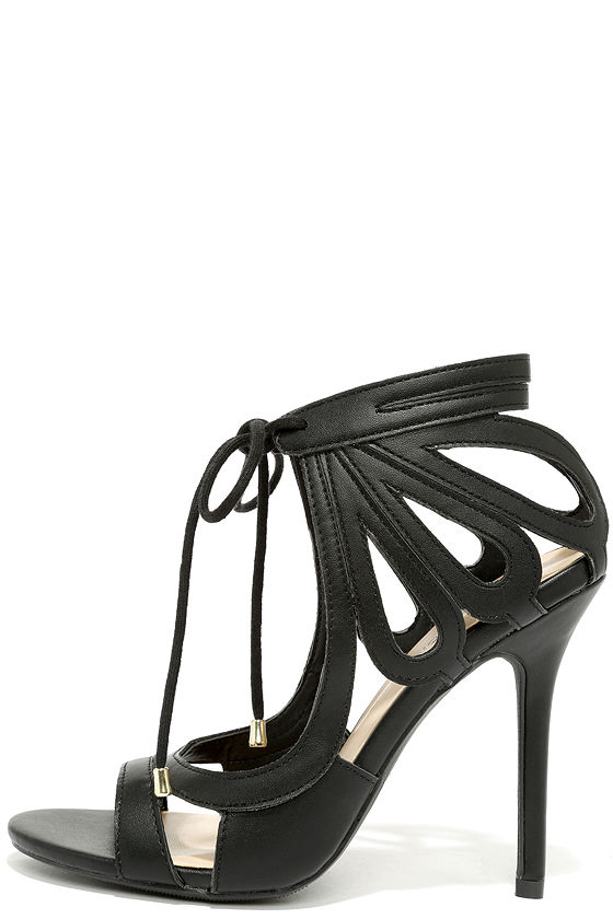 black lace up heels size 4