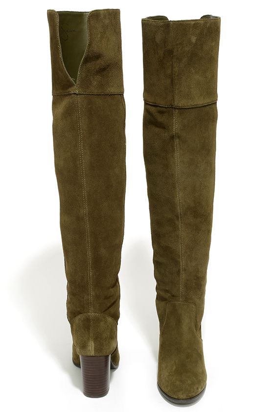 olive green over the knee boots