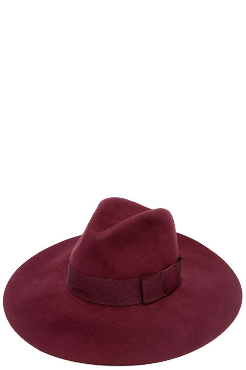 Brixton Wool Heather Wine Piper Hat Size Medium Wine Red Wool Felt Piper Wide Brim Hat - Brixton Reference  main image 2