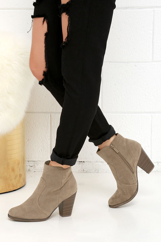 Cute Beige Boots - Suede Boots - Ankle 