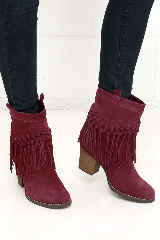 red suede flat boots
