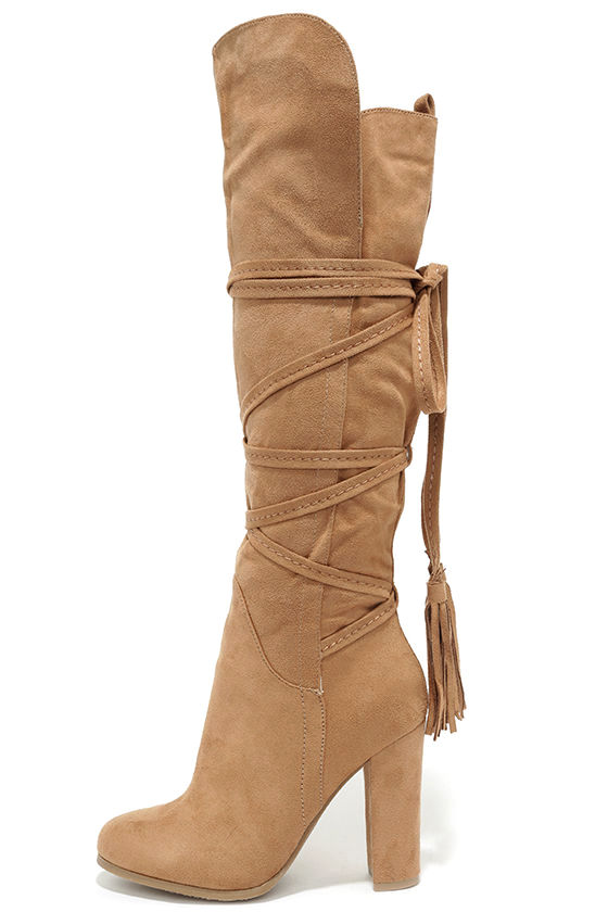 Cute Camel Boots Knee High Boots High Heel Boots 49.00 Lulus