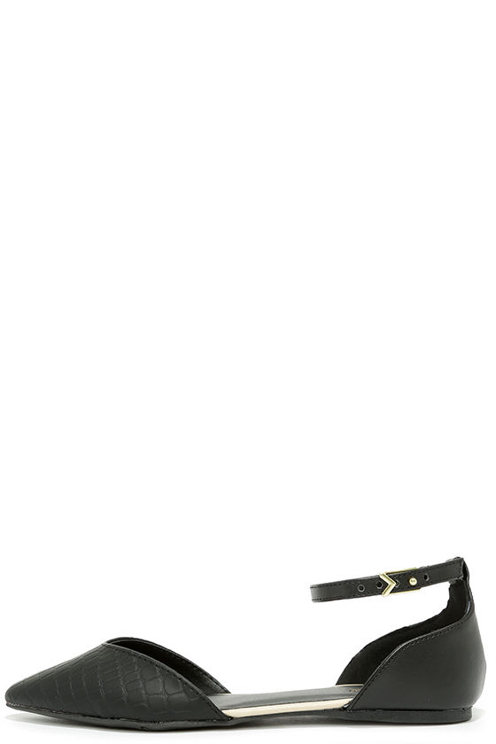 black and white ankle strap flats