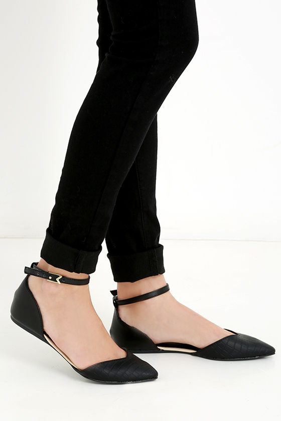 black strap shoes flat