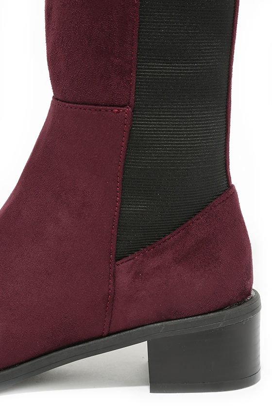 wine leather knee high boots