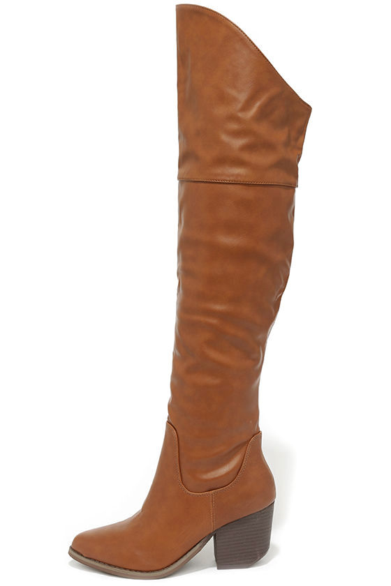 Cute Camel Boots - Over the Knee Boots - Vegan Leather Boots - $47.00 - Lulus
