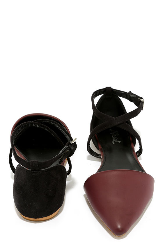 burgundy pointed flats