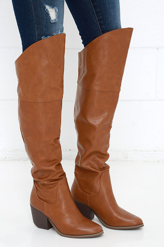 over the knee camel boots