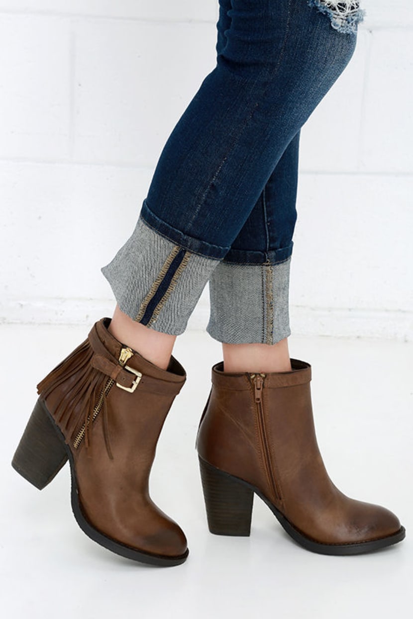 Cute Brown - Fringe Booties - Ankle Boots - $169.00 - Lulus