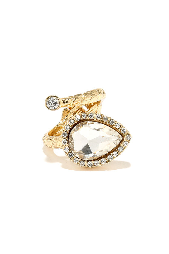 Pretty Gold Ring - Rhinestone Ring - Wrap Ring - $11.00 - Lulus