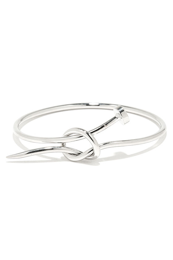 Shiny Silver Bracelet Nail Bracelet Silver Knot Bracelet 14.00