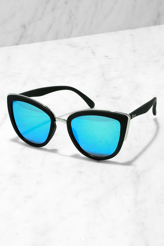 Quay My Girl Blue and Black Sunglasses CatEye Sunglasses 50.00