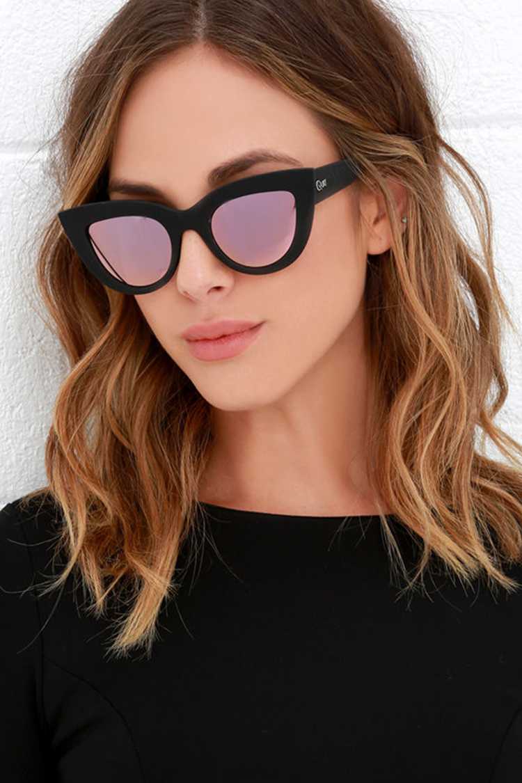 Quay Kitti Black -Black and Pink Mirrored Cat Eye Sunglasses  display picture 2