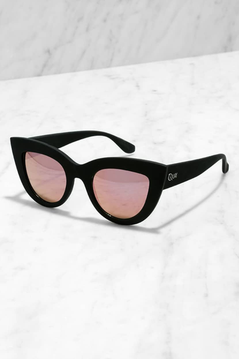 Quay Kitti Black -Black and Pink Mirrored Cat Eye Sunglasses  display picture 3