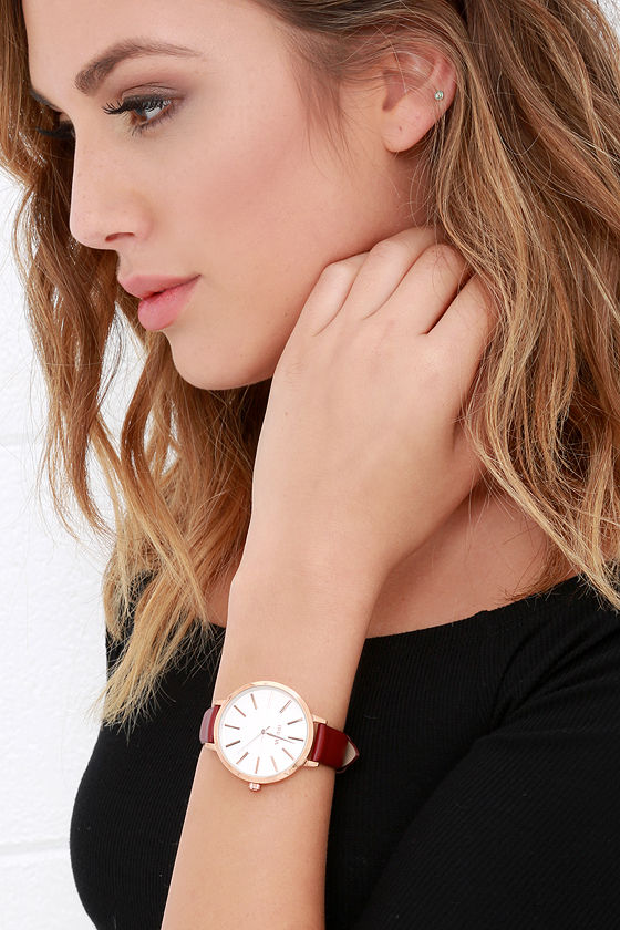 Breda Joule Maroon Leather Watch 2