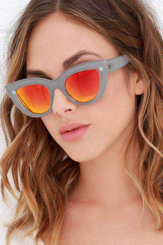 Quay Kitti Coffee Cat Eye Glasses Mirrored Sunglasses 50.00 Lulus