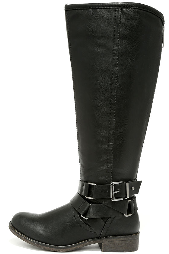 madden girl black knee high boots