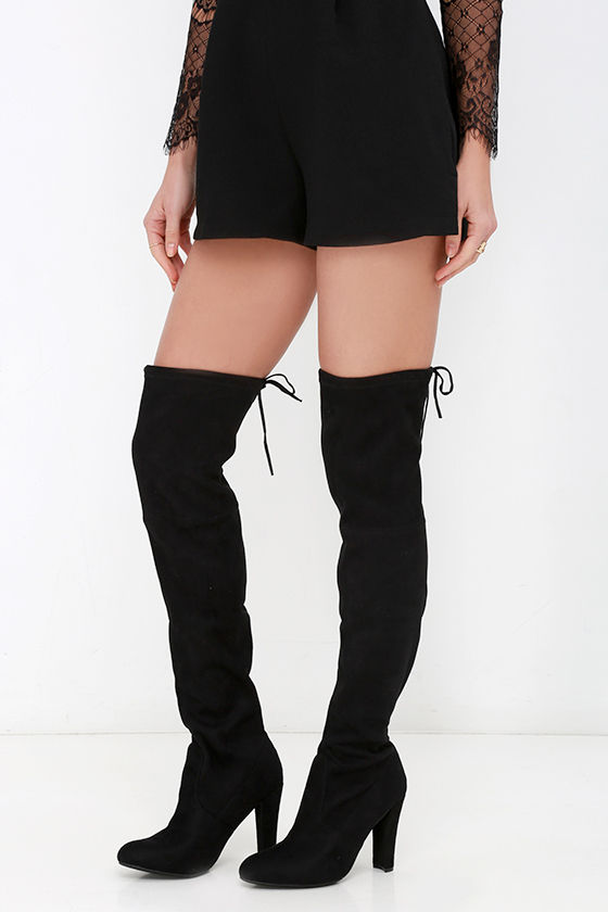Black Suede Boots - Over the Knee Boots 