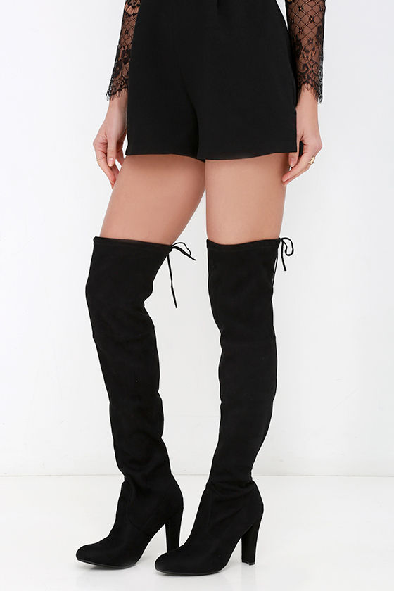 Steve Madden Gorgeous Black Suede Over the Knee Boots 2