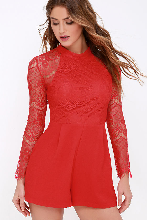 red romper pants