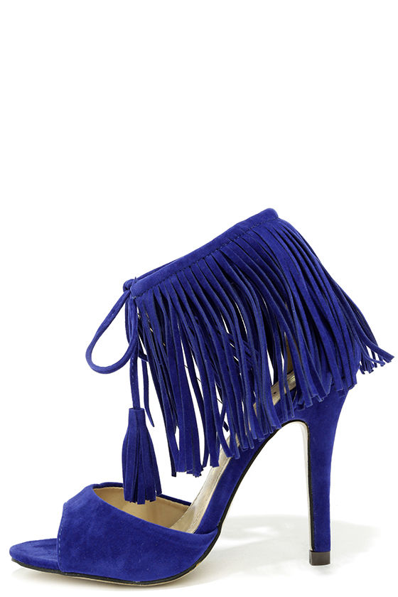 Chic Blue Heels - Fringe Heels - Suede Heels - Tassel Heels - $32.00 ...