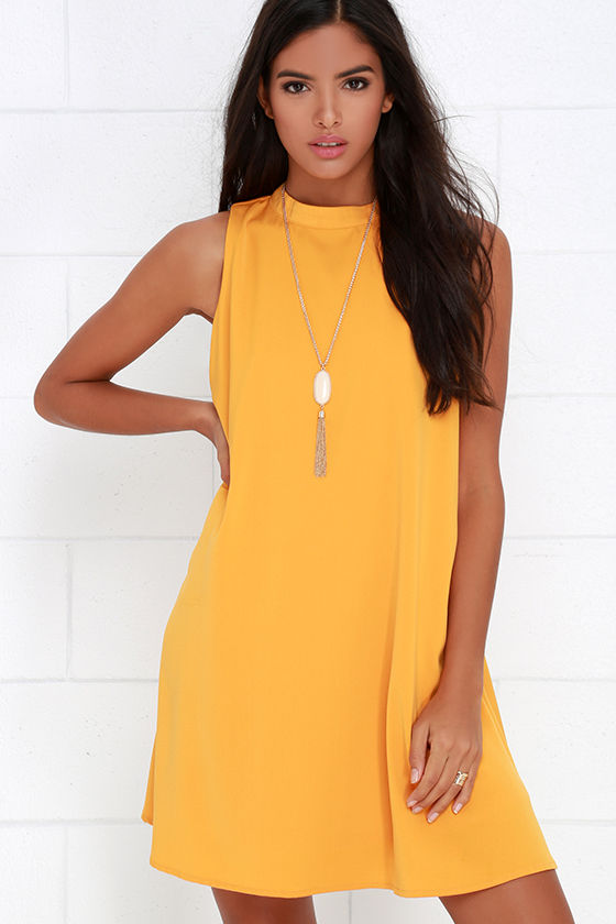 mustard short dress