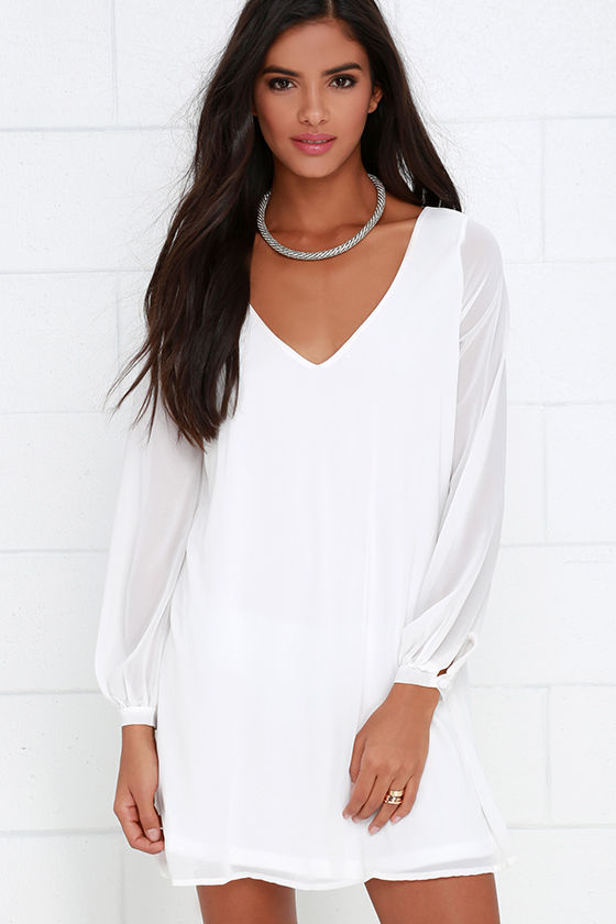 Cute Ivory Dress - Long Sleeve Dress - Shift Dress - $47.00 - Lulus