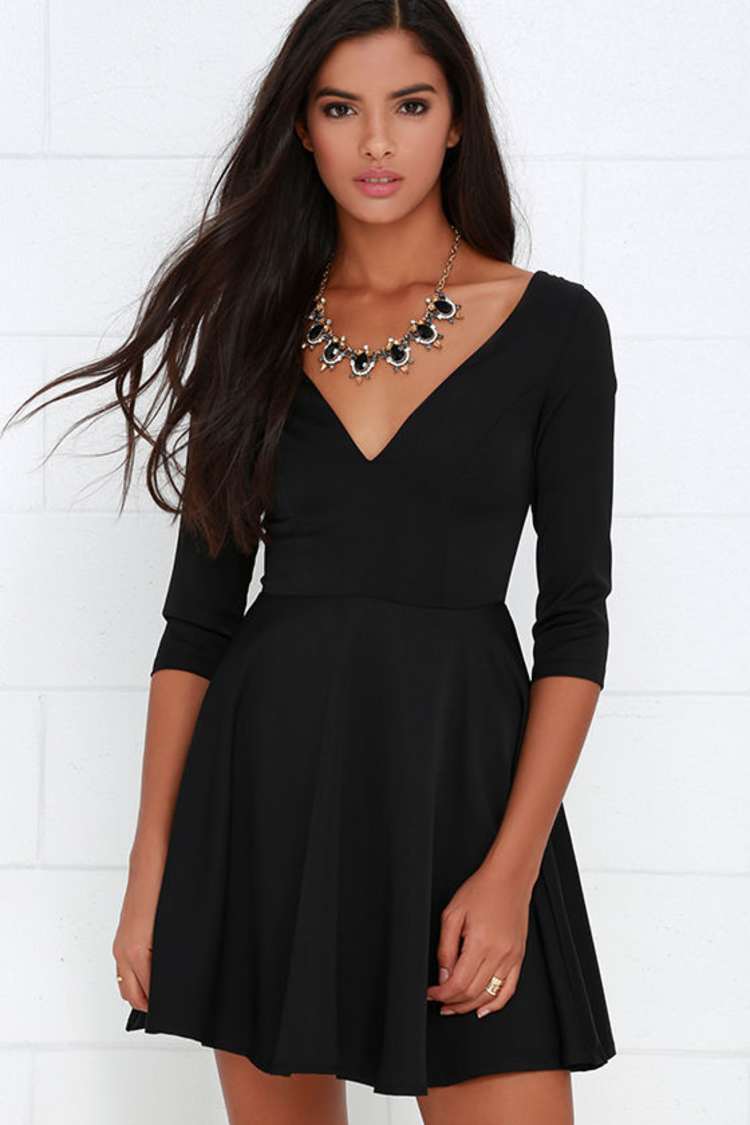 white christmas dresses Women's Classic Fit Skater Dress with 3/4 Sleeves