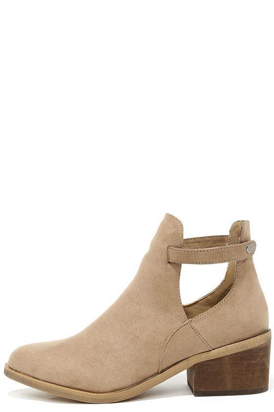 suede cut out ankle boots