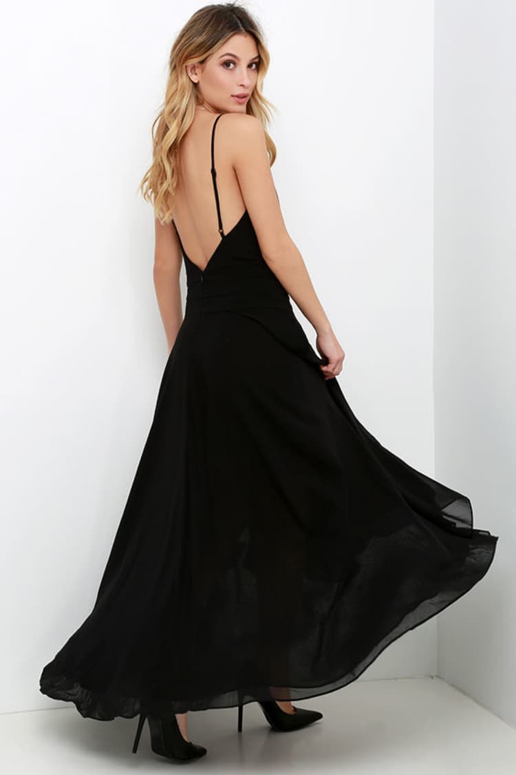 cheap floor length black dress Bridesmaid Dress Black Flowy One Shoulder Long Sleeves Floor Length Chiffon Bridesmaid Dresses main image 1