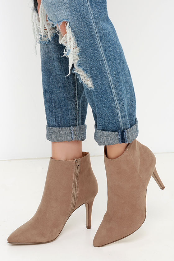 pointed suede booties