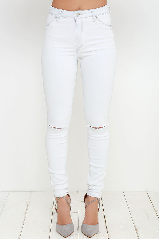 Rollas Westcoast Jeans - White Jeans - Distressed Skinny Jeans - $93.00